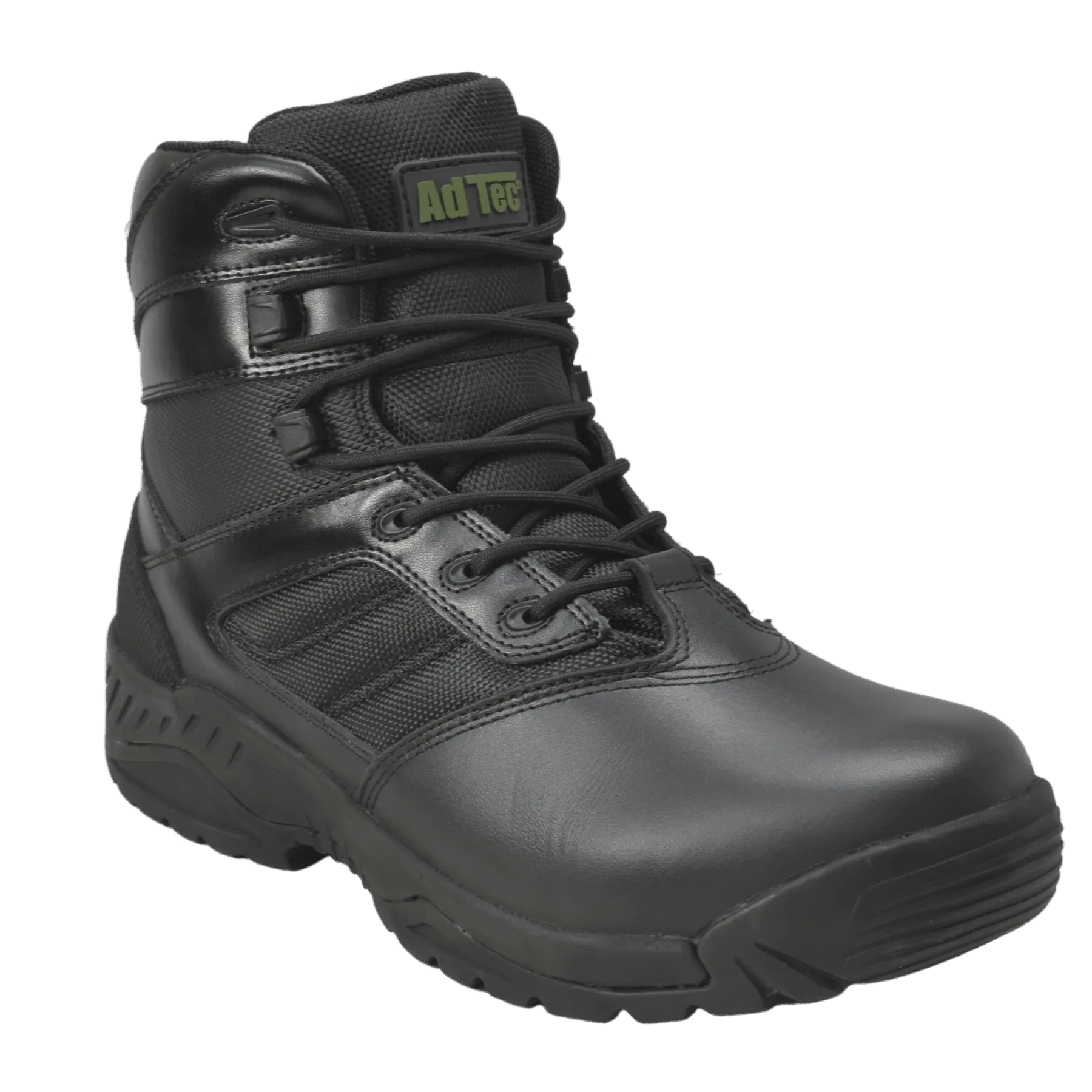 AdTec Men's 6" Full Grain Polishable Leather Side Zipper Tactical Boot Black