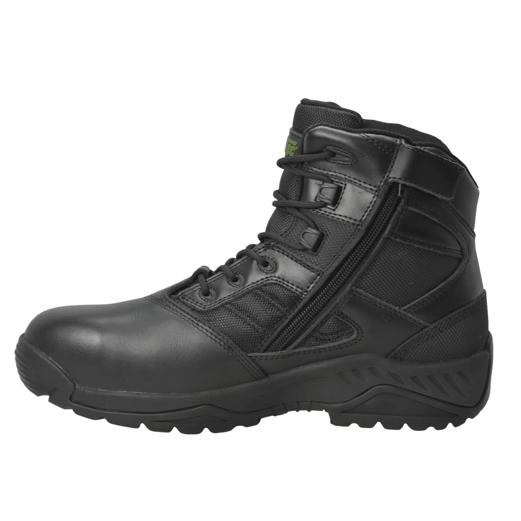 AdTec Men's 6" Full Grain Polishable Leather Side Zipper Tactical Boot Black