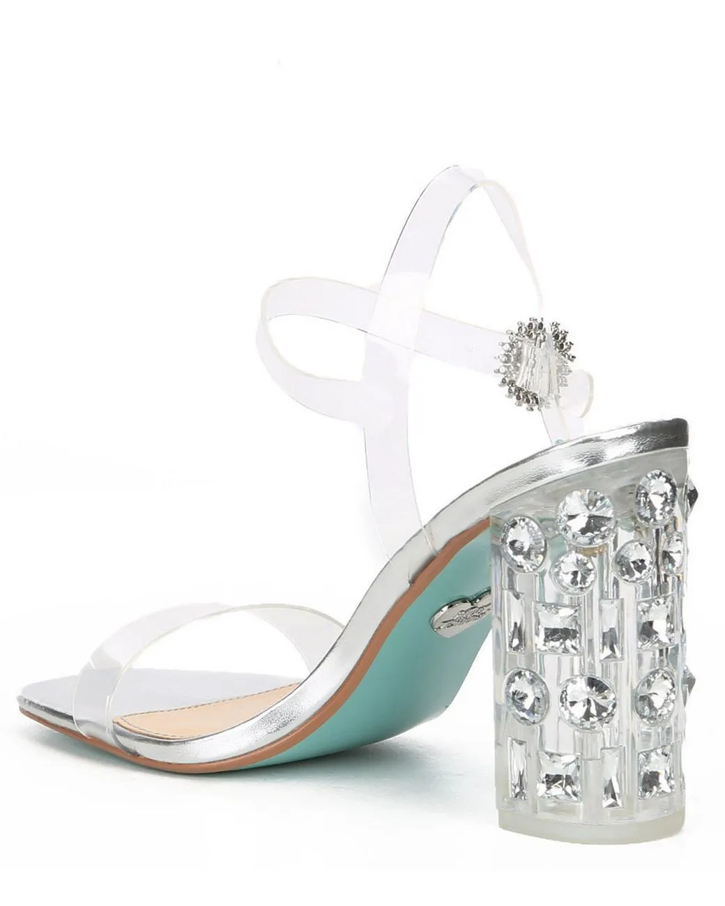 Betsey Johnson SB-Erika Heeled Sandal Clear Glass High block Heel Pumps