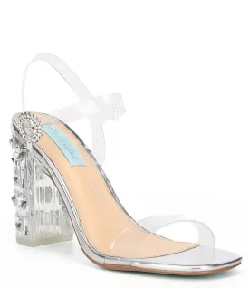 Betsey Johnson SB-Erika Heeled Sandal Clear Glass High block Heel Pumps