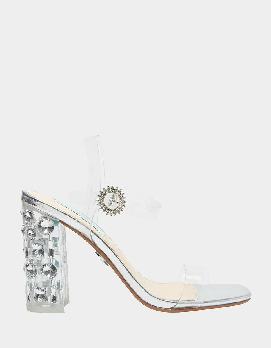 Betsey Johnson SB-Erika Heeled Sandal Clear Glass High block Heel Pumps