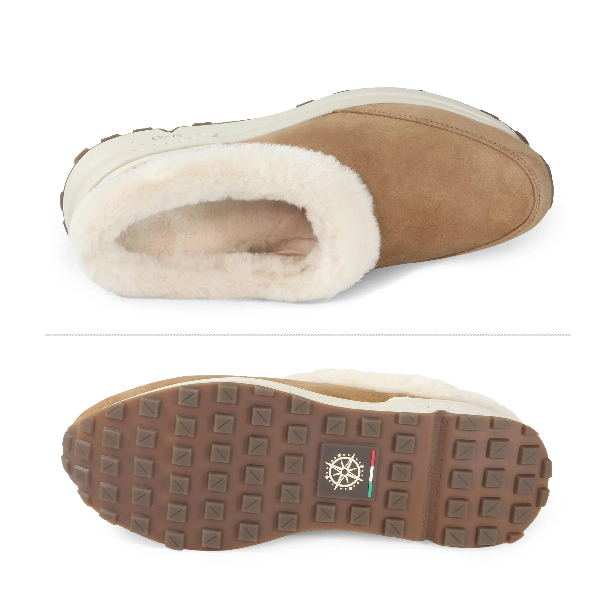 BMS Furry Slip-On Mules (Toffee)