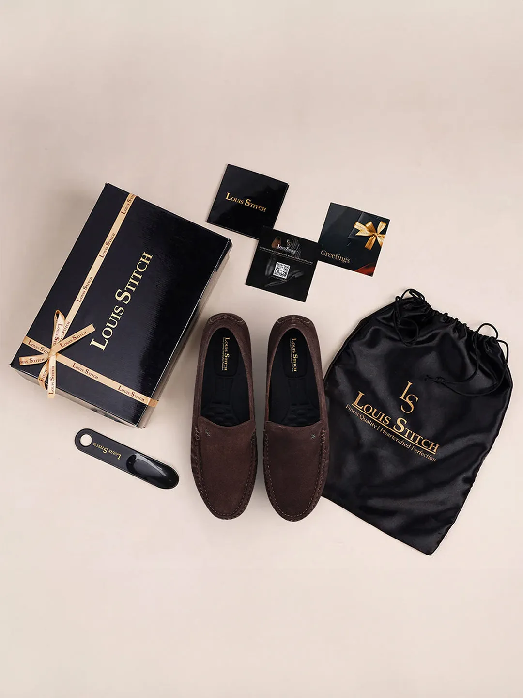 Brunette Brown Suede Leather Slip-On Penny Loafers