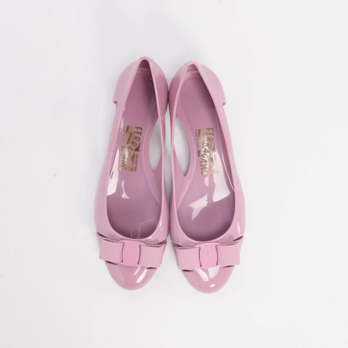 Ferragamo Lilac Jelly Vara Bow Ballet Flats 7