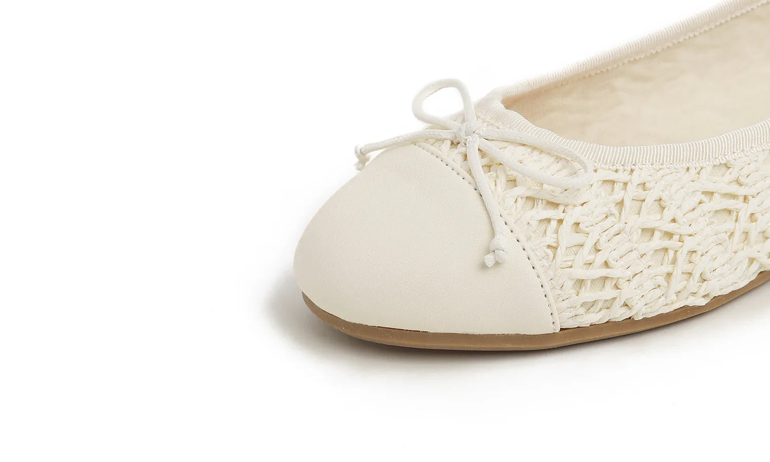 Feversole Women's Bow Tie Fashion Dress Slip On Shoes Round Toe Ballet Flat Toe Cap Raffia