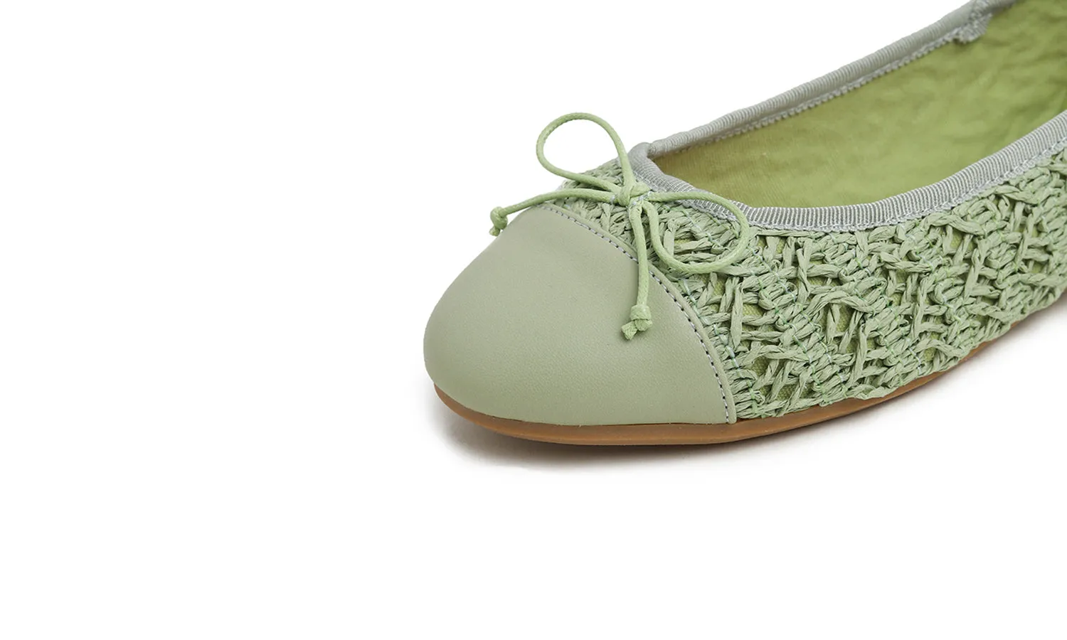 Feversole Women's Bow Tie Fashion Dress Slip On Shoes Round Toe Ballet Flat Toe Cap Raffia