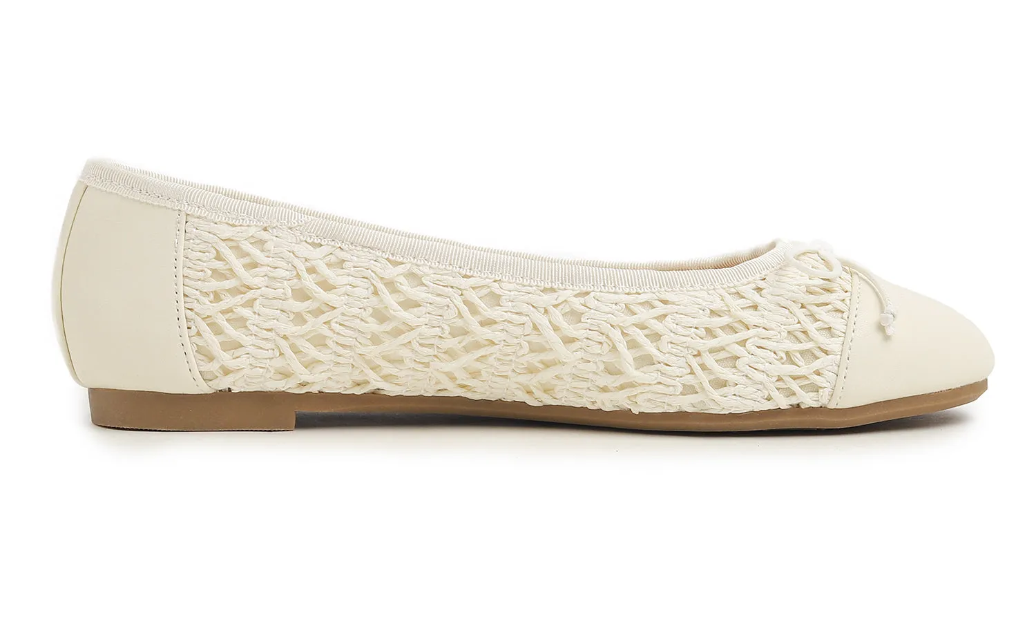 Feversole Women's Bow Tie Fashion Dress Slip On Shoes Round Toe Ballet Flat Toe Cap Raffia