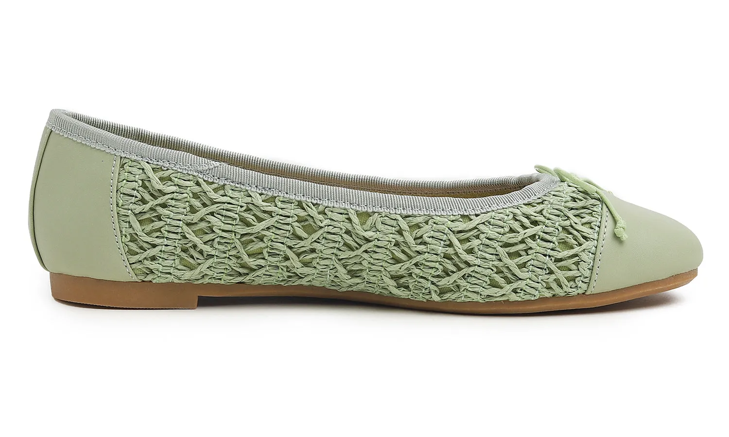 Feversole Women's Bow Tie Fashion Dress Slip On Shoes Round Toe Ballet Flat Toe Cap Raffia