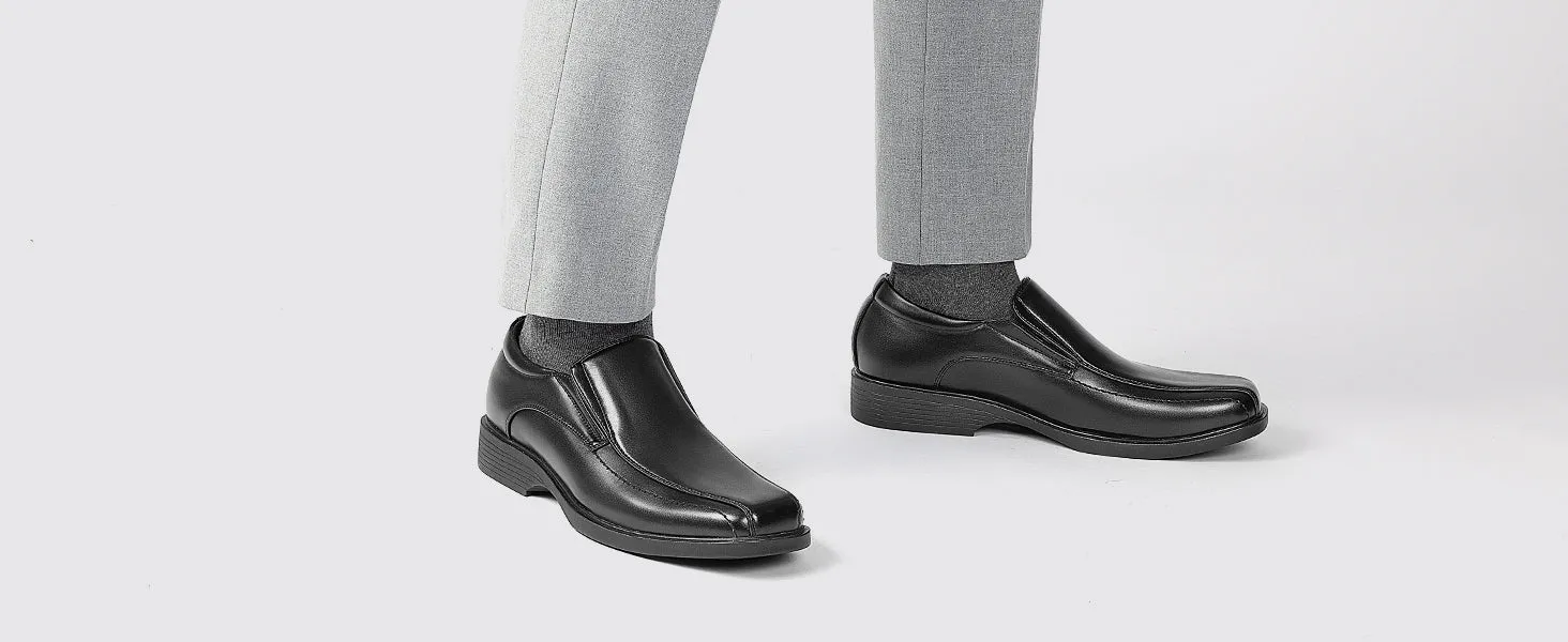 Leather Men's Square Toe Dress Loafers - Stylish Formal Shoes for Men