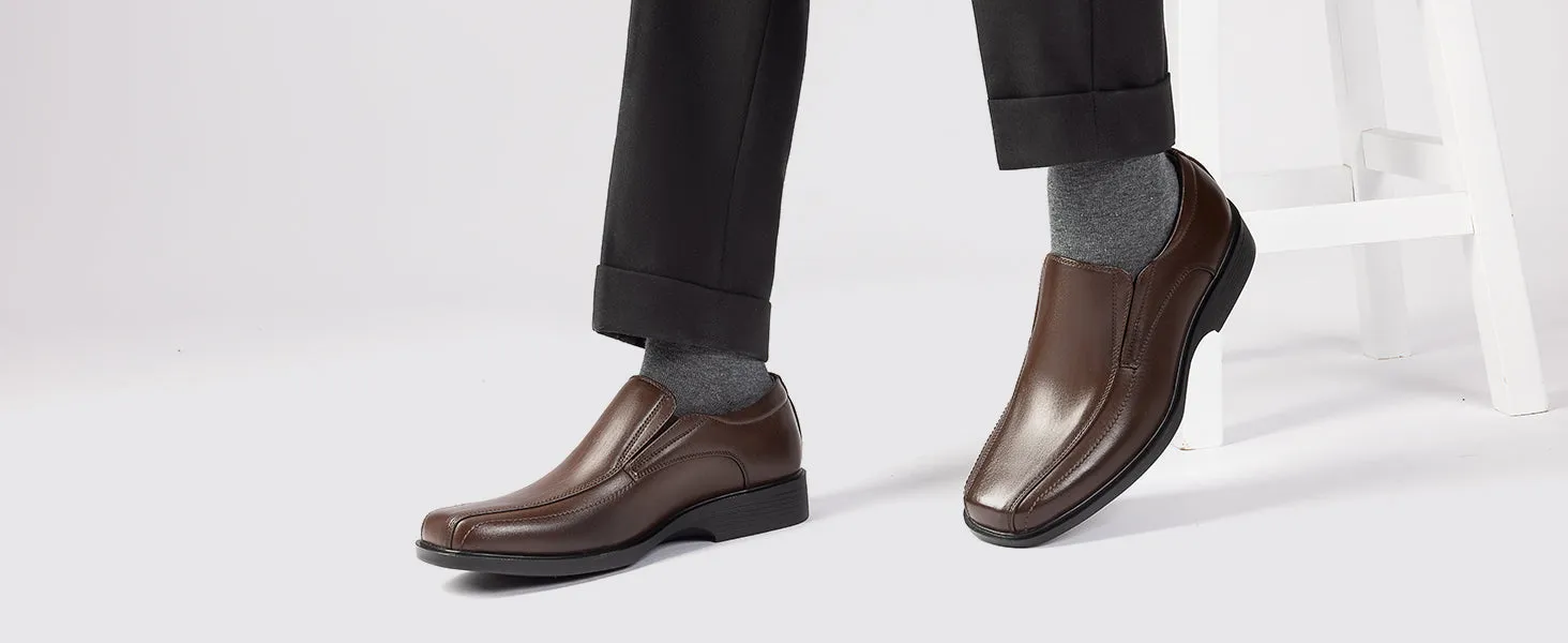Leather Men's Square Toe Dress Loafers - Stylish Formal Shoes for Men