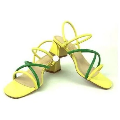 Leather strappy block heel sandals