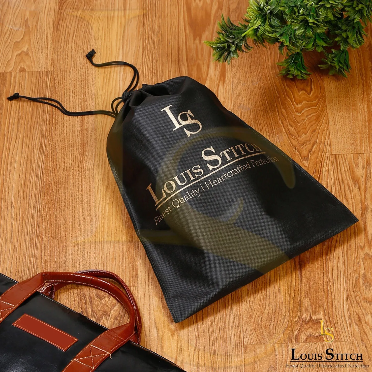 Non Woven Shoe Bag Pack Of  12 Black Plain & Beige See-Thru