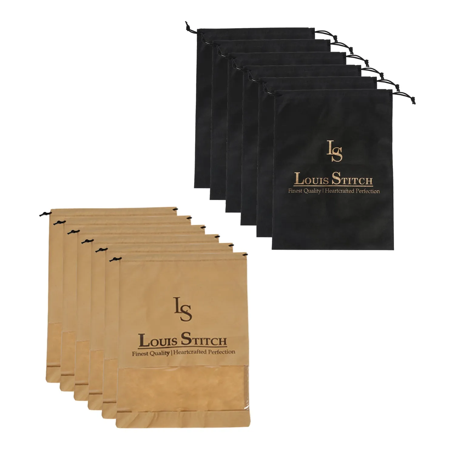 Non Woven Shoe Bag Pack Of  12 Black Plain & Beige See-Thru