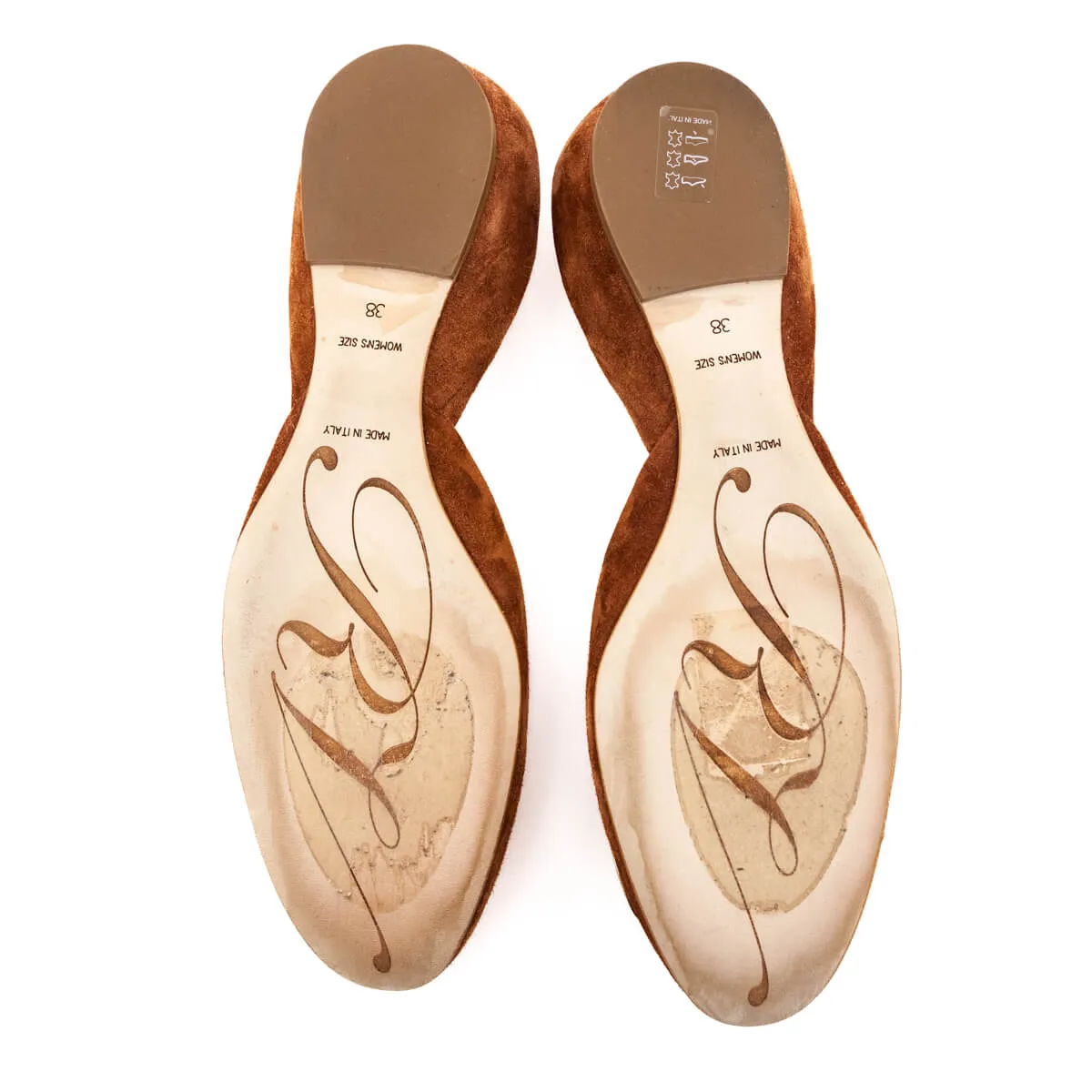 Roger Vivier Cognac Suede D'Orsay Ballet Flats Size US 8 | EU 38