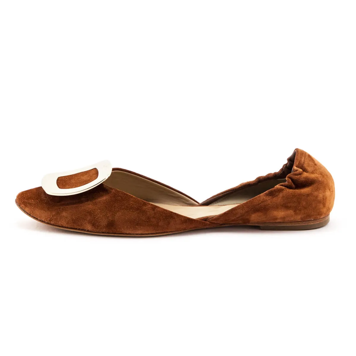 Roger Vivier Cognac Suede D'Orsay Ballet Flats Size US 8 | EU 38