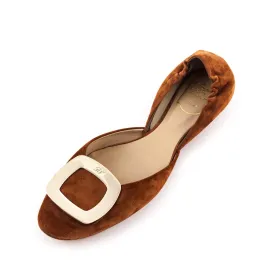 Roger Vivier Cognac Suede D'Orsay Ballet Flats Size US 8 | EU 38